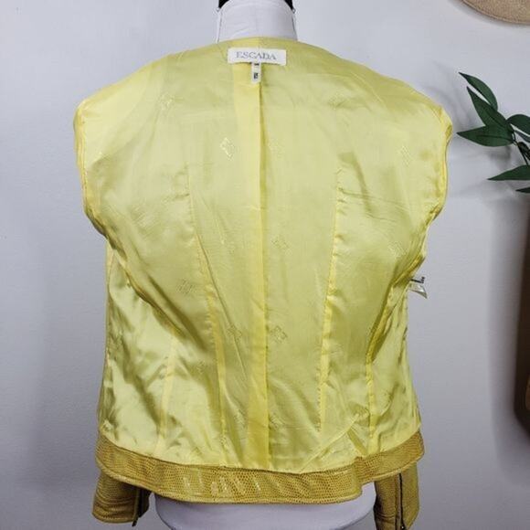 Vtg Escada Yellow Lamb Leather Jacket Women S M 36 Quiet Luxury Modern Sleek - Picture 12 of 16